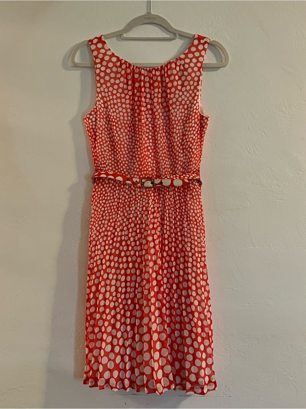 Trina Turk Sleeveless Orange Polka Dot Belted Women's Dress